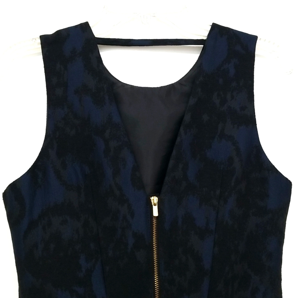H&M Blue & Black Fitted Tapestry Design Cocktail Dress - Picture 7 of 8